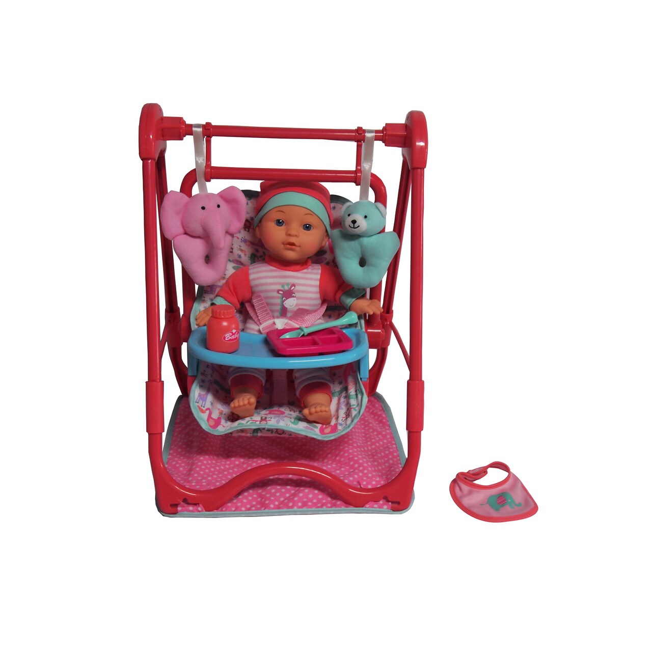 Dream Collection, Baby Doll 4-in-1 High Chair Play Set - Lifelike Baby Doll and Accessories for Realistic Pretend Play, Posable Soft Toy - 12”